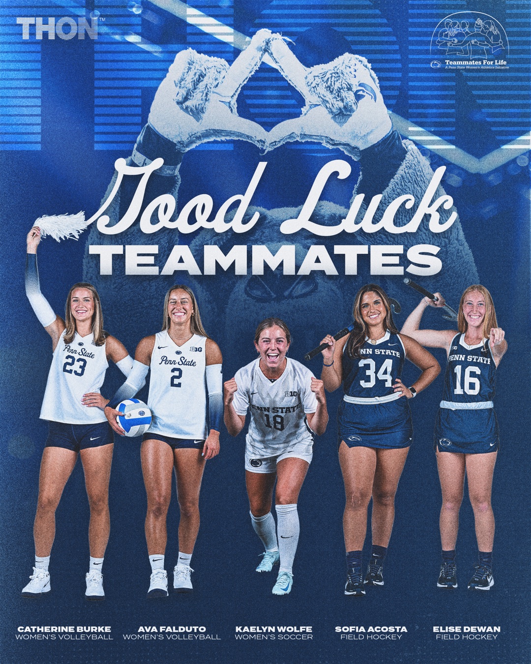 'Good Luck Teammates' graphic featuring Penn State student-athletes